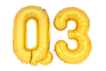 Wall Mural - Golden word and number Q3 isolate no white background.png