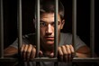 © Emvats - Portrait of a teenage prisoner staring intently into the camera behind the bars of a prison cell.