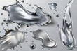 © Ahmed - Realistic metal drops. 3D chrome paint splash. Mercury drip and liquid silver blob shapes. Melted smears or round droplets on transparent background