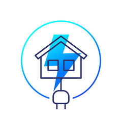 Sticker - electric house icon with a plug