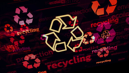 Wall Mural - Recycling with recycle symbol illustration