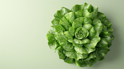 A beautiful close up of a single head of lettuce against a solid background