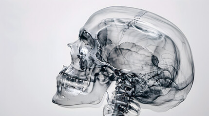 Wall Mural - Minimalist X-ray Cranium with Elegant Geometric Precision