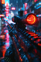 Sticker - Neon-Lit Cybernetic Warfare:A Rogue Threatens the Underground Resistance in a Futuristic Dystopian Cityscape