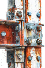 Canvas Print - Weathered Industrial Machinery Parts and Components in Rusty Vintage Texture