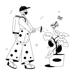 Poster - Get this doodle mini illustration of plant spray 