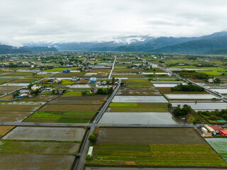 Wall Mural - Top view of the field in countryside of Yilan of Taiwan