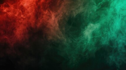 Poster - Red and green mist against a dark backdrop with room for text