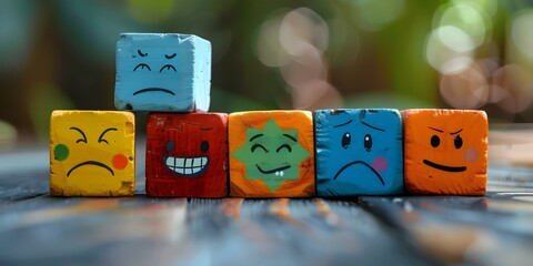 emotional awareness in teaching cubes depicting human expressions and feelings