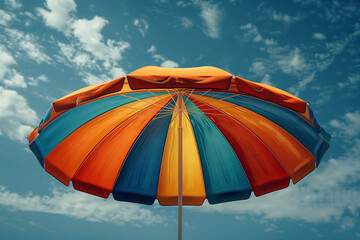 Wall Mural - Sun umbrella with colorful lines, summer concept, 3d render