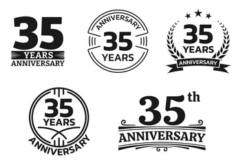 Wall Mural - 35 years icon or logo set. 35th anniversary celebrating sign or stamp. Jubilee, birthday celebration design element. Vector illustration.