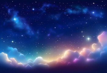 Wall Mural - A cartoon-style illustration of a starry night sky with a shooting star