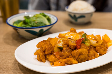 Canvas Print - Sweet and sour pork in Hong Kong restaurant