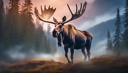 Wall Mural - A moose in the forrest 