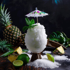 Poster - Pina colada cocktail with ice
