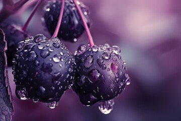 Poster - Tantalizing Blackberry water drops fresh. Juicy organic. Generate Ai