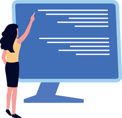 Girl watching software programming.
