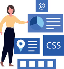 The girl is programming CSS.