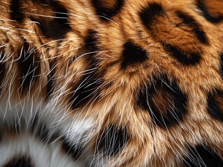 close-up of a bengal cat's intricate fur pattern, vivid markings, against white