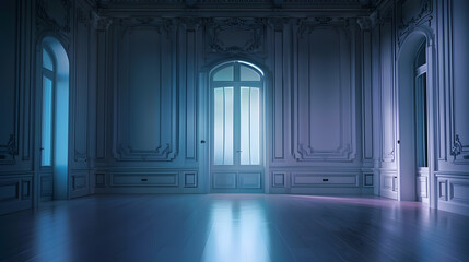 Aufkleber - Empty elegant vintage room at night with copy space : Generative AI
