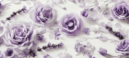 Wall Mural - Purple flowers on a white background
