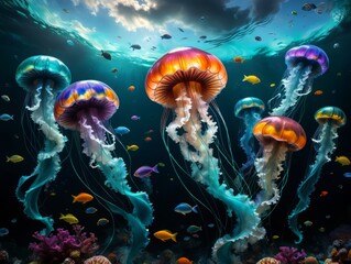 Canvas Print - jellyfish in the water