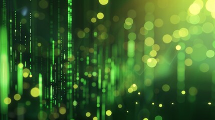 Dark background green technology graphic image glowing green lines