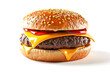 Hamburger isolated on a white background. Close-up.