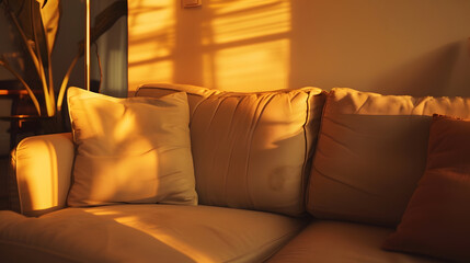 Poster - Stylish living room interior with comfortable sofa : Generative AI