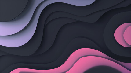 Wall Mural - Dark abstract waves in pink and purple, form a smooth, layered design with a modern, stylish aesthetic.