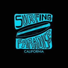 Poster - Surfing Paradise California beach ocean surfboard t shirt design