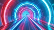 Futuristic neon tunnel, great for tech event backgrounds and modern design projects.