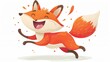 Cartoon fox jumping joyfully, ideal for children's books or educational materials.