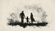 Global Day Of Parents, Family Day, Hand Art Draw Of Family on isolated background, Generative Ai