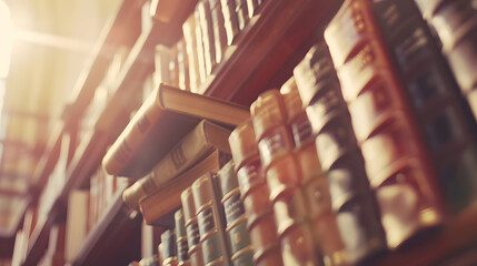 Fototapete - old library background old books on bookshelves  retro style : Generative AI