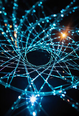 Aufkleber - An up-close view of vibrant electrons swirling around a crystal lattice, casting ethereal reflections