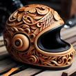 Elegant Wooden Helmet for Motorcyclists: Artful Design Meets Robust Protection