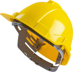 Yellow safety construction helmet isolated on white background