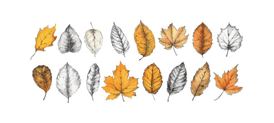 Autumn leaves collection. Hand-drawn illustration vector