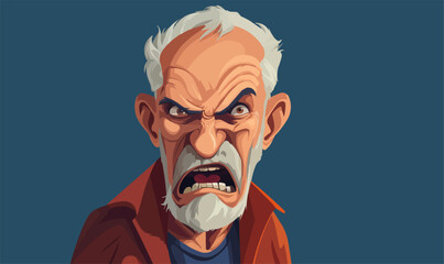 Wall Mural - Angry old man isolated vector style on isolated background illustration