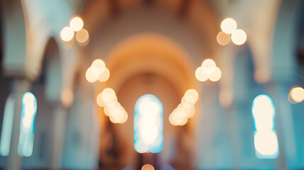 Leinwandbilder - Abstract blur and defocused interior of church for bokeh background : Generative AI
