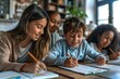 © Yuliia - Happy young student focused on schoolwork at home