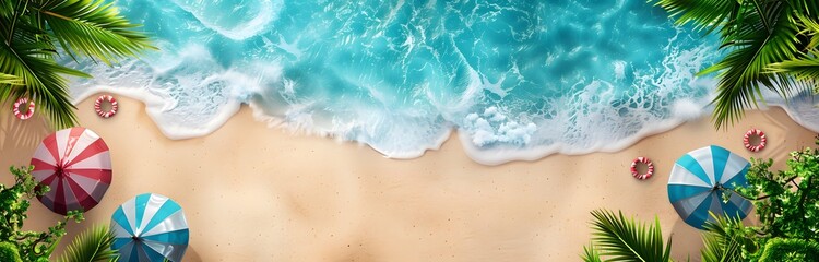 Poster - Beach sand top view - Tropical beach paradise from above inviting and serene