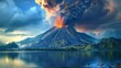 majestic erupting volcano in picturesque landscape aweinspiring natural phenomenon