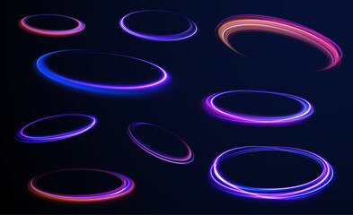 Wall Mural - neon flare. colorful rays. abstract fire flare trace lens flares acceleration speed motion on night 