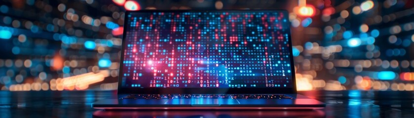 The laptop's display is safeguarded with an advanced digital encryption mechanism.