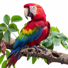 Wall Mural - a colorful parrot sitting on a branch of a tree