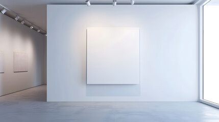 Aufkleber - Large blank white painting on the wall in a minimalist room : Generative AI