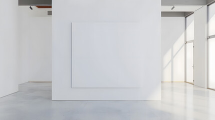 Aufkleber - A large blank white painting on the wall in a minimalist room is a striking visual element : Generative AI