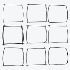 sketch frame border. Simple doodle rectangle pencil frame border shape for text quote template